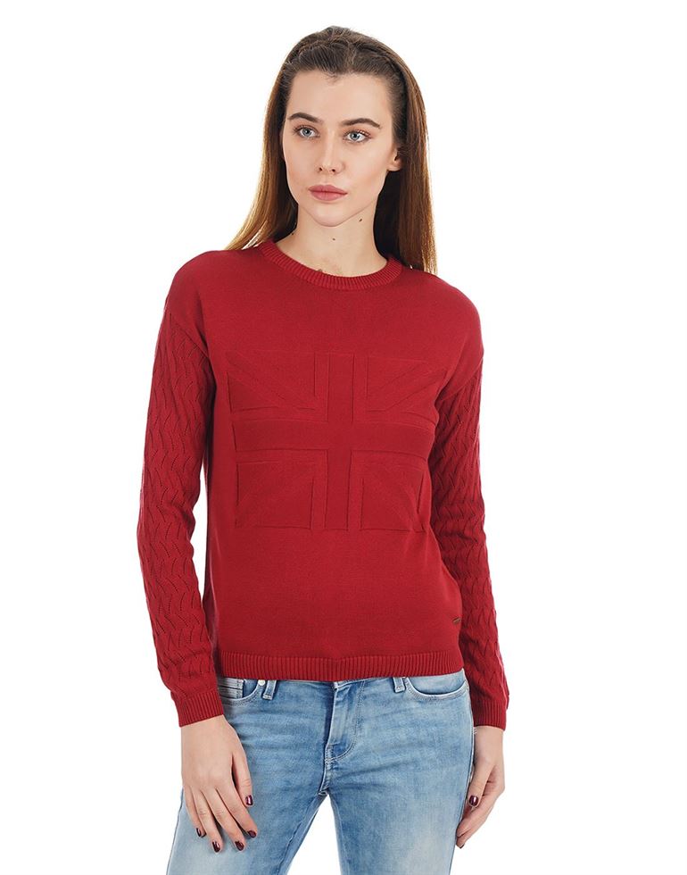 Pepe Jeans London Women Casual Wear Red Sweater